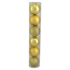 Купить Набор новогодних пластиковых шаров GOLD 0922-6GL6 d 6см 6шт золотые Дом, сад, огород