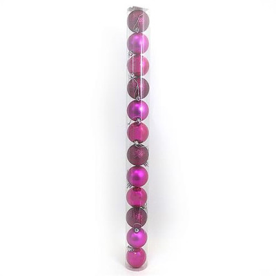 Купить Набор новогодних пластиковых шаров PINK 0922-6PN12 d 6см 12шт розовые Дом, сад, огород