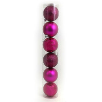 Набор новогодних пластиковых шаров PINK 0922-8PN6 d 8см 6шт розовые