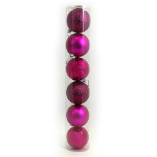 Купить Набор новогодних пластиковых шаров PINK 0922-8PN6 d 8см 6шт розовые Дом, сад, огород