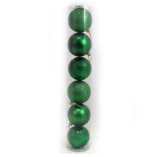 Купить Набор новогодних пластиковых шаров GREEN 0922-7GR6 d 7см 6шт зеленые Дом, сад, огород