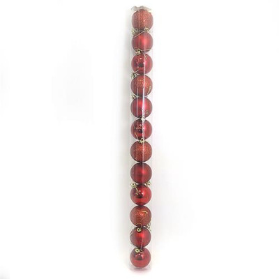 Купить Набор новогодних пластиковых шаров RED 0922-6RD12 d 6см 12шт красные Дом, сад, огород