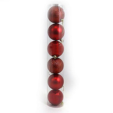 Купить Набор новогодних пластиковых шаров RED 0922-6RD6 d 6см 6шт красные Дом, сад, огород