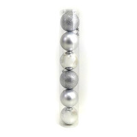 Набор новогодних пластиковых шаров SILVER 0922-6SL6 d 6см 6шт серебряные