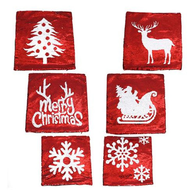 Купить Новогодняя наволочка с пайетками 9921 Christmas 38х38см ассорти Дом, сад, огород