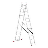 Лестница алюминиевая Intertool LT-0212 универсальная раскладная 2-х секционная по 12 ступеней 5.93м