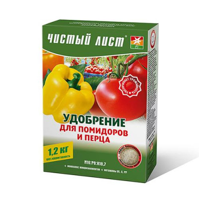 Купить Удобрение кристаллическое для помидоров и перца Чистый Лист 1200г Дом, сад, огород