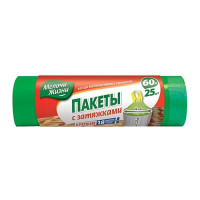 Пакеты для мусора Мелочи Жизни полиэтиленовые с затяжкой 60л 25шт