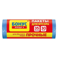 Пакет для мусора Бонус синий 35л 30шт
