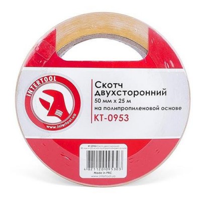 Купить Скотч двухсторонний Intertool KT-0953 на полипропиленовой основе 50мм 25м Дом, сад, огород