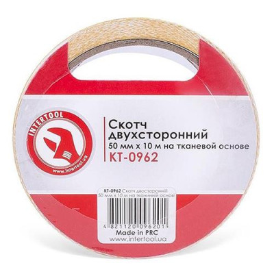 Купить Скотч двухсторонний Intertool KT-0962 на тканевой основе 50мм 10м Дом, сад, огород
