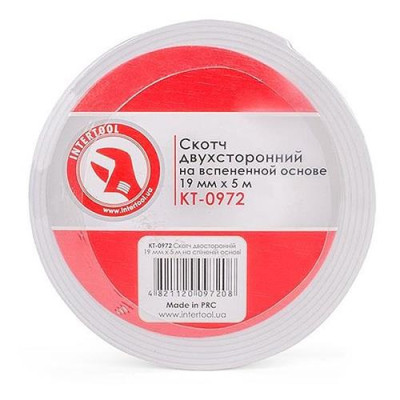 Купить Скотч двухсторонний Intertool KT-0972 на вспененнной основе 19мм 5м Дом, сад, огород