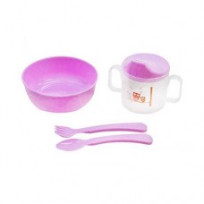 Набор посуды Бусинка 130 пластиковый 4 предмета розовый