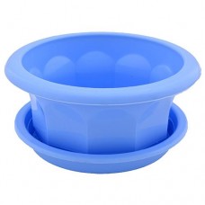 Горшок пластиковый для цветов Универсал ЛТД широкий с подставкой Тюльпан 0.5л голубой