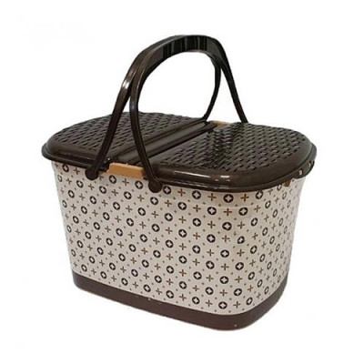 Корзина пластиковая с ручками и крышкой Пикник-Louis Vuitton 510x355x280мм фоторисунок Турция Купить Корзина пластиковая с ручками и крышкой Пикник-Louis Vuitton 510x355x280мм фоторисунок Турция Дом, сад, огород