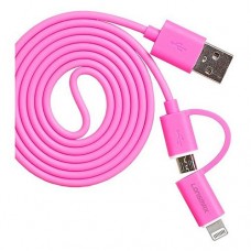 Кабель Lonsmax Super-speed 2 в 1 Micro USB plus Lightning длина 1м розовый