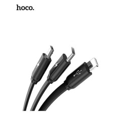 Кабель Hoco U50 3 в 1 Micro USB plus Lightning plus USB Type-C длина 1м черный