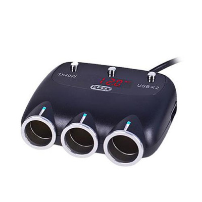 Купить Разветвитель прикуривателя Pulso SC-3003 3 выхода плюс 2USB 2400 mA 12/24V провод Бытовая техника