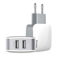 Сетевое зарядное устройство Baseus Letour 2.4A 2USB белое с серым