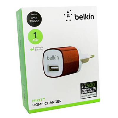 Купить Сетевое зарядное устройство Belkin EU plug 1A 1USB красное Бытовая техника