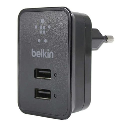 Купить Сетевое зарядное устройство Belkin EU plug 2 in 1 2.1A 2USB плюс кабель Lightning USB черное Бытовая техника