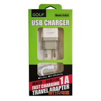Сетевое зарядное устройство Golf GF-U1i 1A 1USB плюс кабель Lightning USB белое