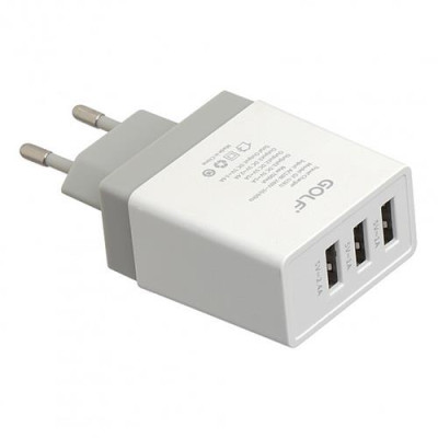 Купить Сетевое зарядное устройство Golf GF-U3 3.4A 3USB белое Бытовая техника