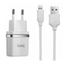 Сетевое зарядное устройство Hoco C11 1A 1USB плюс кабель Lightning USB белое
