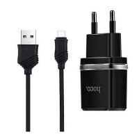Сетевое зарядное устройство Hoco C11 1A 1USB плюс кабель Micro USB черное
