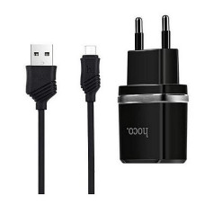 Сетевое зарядное устройство Hoco C11 1A 1USB плюс кабель Micro USB черное