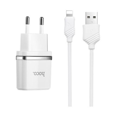 Сетевое зарядное устройство Hoco C12 2.4A 2USB плюс кабель Lightning USB белое Купить Сетевое зарядное устройство Hoco C12 2.4A 2USB плюс кабель Lightning USB белое Бытовая техника