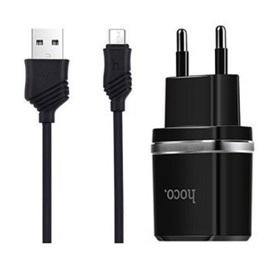 Сетевое зарядное устройство Hoco C12 2.4A 2USB плюс кабель Micro USB черное Купить Сетевое зарядное устройство Hoco C12 2.4A 2USB плюс кабель Micro USB черное Бытовая техника