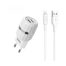 Сетевое зарядное устройство Hoco C41A Wisdom with 2.4A 2USB плюс кабель Lightning USB белое