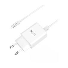 Сетевое зарядное устройство Hoco C62A Victoria with 2.1A 2USB плюс кабель Lightning USB белое