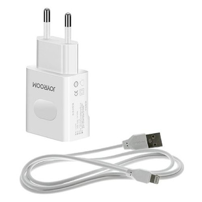 Купить Сетевое зарядное устройство Joyroom L-М226 2.4A 2USB плюс кабель Lightning USB белое Бытовая техника