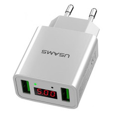 Сетевое зарядное устройство Usams US-CC040 2.2A 2USB светодиодный дисплей черное