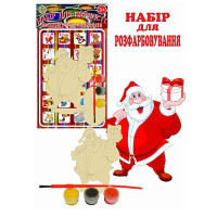 Набор деревянный для раскраски 001 "Дед Мороз" (фигурка кисть краски)