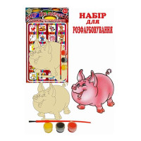 Набор деревянный для раскраски 007 "Свинюха" (фигурка кисть краски)
