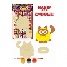 Набор деревянный для раскраски 012 "Котик" (фигурка кисть краски)