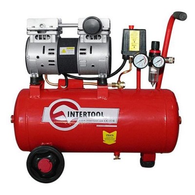 Купить Компрессор Intertool PT-0022 24л 0.75кВт 220В 8атм 145 л/мин малошумный безмасляный 2 цил. Инструмент и оборудование