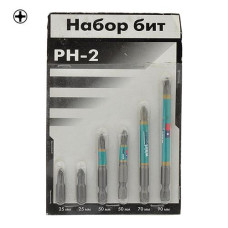 Набор бит на блистере РН-2x25мм 2 шт РН-2x50мм 2шт РН-2x70мм 1шт РН-2x90мм 1шт