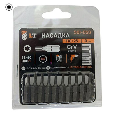 Купить Бита LT/Maxidrill 501-050 T10х25мм 1/4 CrV 10шт Инструмент и оборудование