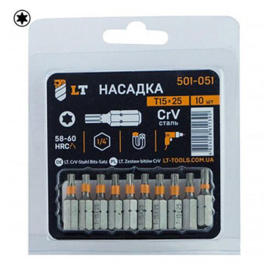 Купить Бита LT/Maxidrill 501-051 T15х25мм 1/4 CrV 10шт Инструмент и оборудование