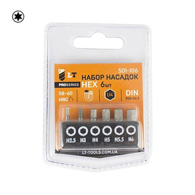 Купить Набор бит LT/Maxidrill 501-106 HEX 25мм 6шт 2.5 3 4 5 5.5 6 Инструмент и оборудование