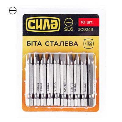 Бита Сила 309248 SL6x50мм 10шт Купить Бита Сила 309248 SL6x50мм 10шт Инструмент и оборудование