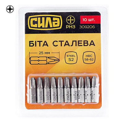 Купить Бита Сила 309206 РН3x25мм 10шт Инструмент и оборудование