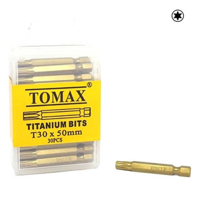 Бита титановая Tomax T-30х50мм 30шт Купить Бита титановая Tomax T-30х50мм 30шт Инструмент и оборудование