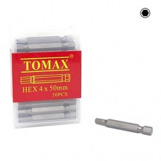 Бита Tomax HEX-4х50 магнитная шестигранная под конфирмат 30шт