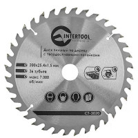 Диск пильный по дереву Intertool CT-3020 с твердосплавными напайками 200х25.4х1.5мм 36 зубьев
