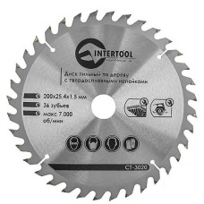 Купить Диск пильный по дереву Intertool CT-3020 с твердосплавными напайками 200х25.4х1.5мм 36 зубьев Инструмент и оборудование